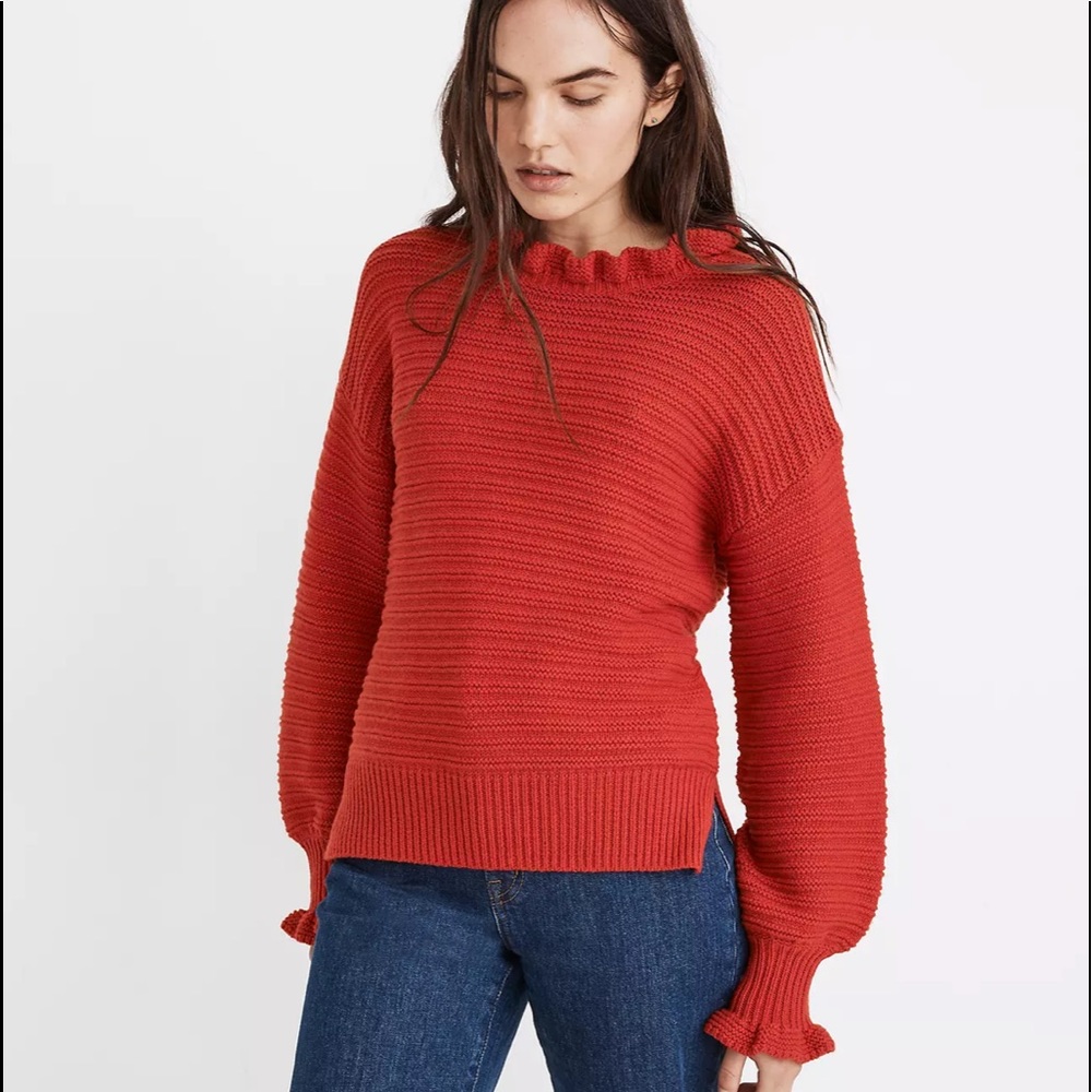 *SOLD* NWT Madewell Ruffle-Neck Sweater